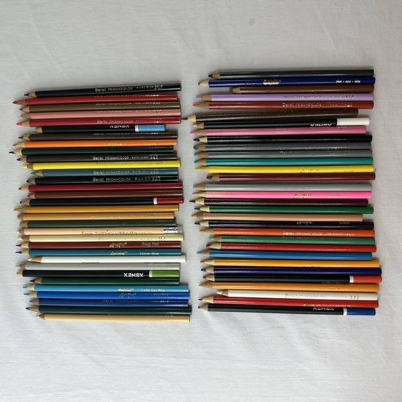 Mixed Lot Colored Pencils Prismacolor Berol, Liquimark, Xenox, Pilot, Crayola 63 - Picture 1 of 6